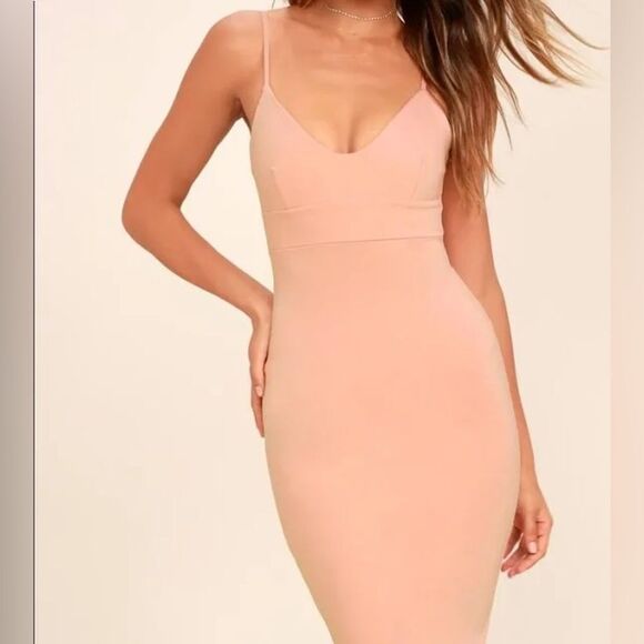 Lulus Bodycon Blush Pink Dress Cocktail Party Dont Tell Em Dress Size M - Picture 4 of 9